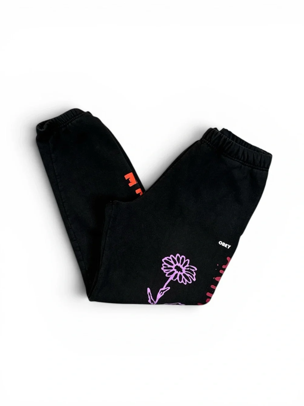 OBEY ANTI HATE UNISEX GRAPHIC JOGGER SWEATPANTS BLACK STREETWEAR PUNK GRUNGE